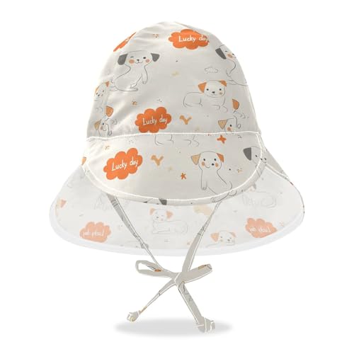 Kids Sunhat Baby Boys' Beach Caps Toddler Girl UPF 50+ Large Brim Travel Essentials Cute Cartoon Dogs