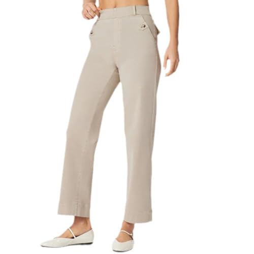 Stretch Twills Cropped Wide Leg Pant, High Waist Casual Wide Leg Cropped Pants for Women Tummy Control with Pocket