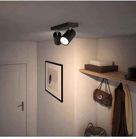 Philips Philips Kosipo Opbouwspot 2-lichts - Zwart - GU10 - Draaibare spots - Eenvoudige installatie - Exclusief lichtbron photo 2