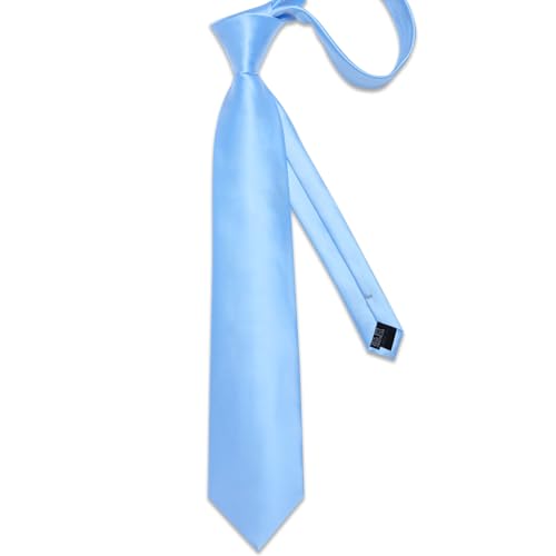 Image of DiBanGu Mens Solid Color Tie and Pocket Square Set Woven Silk Plain Necktie & Handkerchief for Men Wedding Party Formal