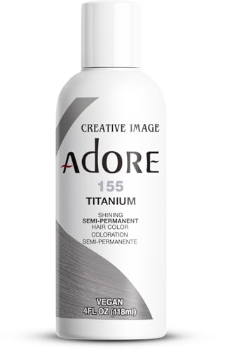 Adore Semi Permanent Hair Color (155 Titanium) | Vegan & Cruelty-Free Grey Hair Dye | No Ammonia, No Peroxide, No Alcohol | 4 Fl Oz