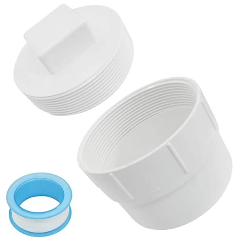 Image of 4 Inch PVC Sewer Cleanout Adapter with Plug Pipe Fitting, DWV Flush Sewer Cleanout Cap for Outdoor Garden, RV, Drainage Piping System