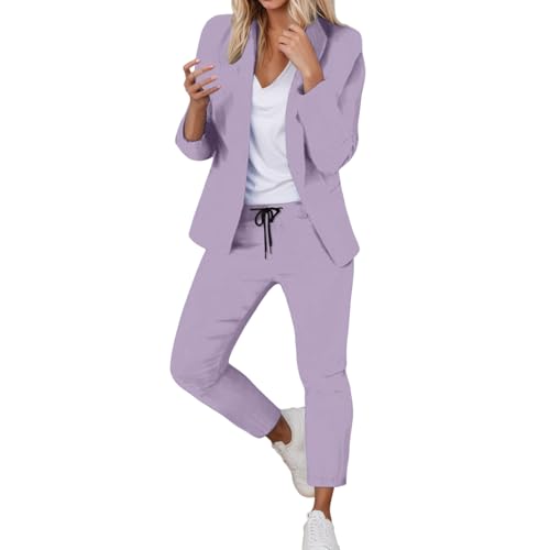 Combinaison pantalon 2 pièces pour femme avec un blazer ajusté élégant couleur unie
