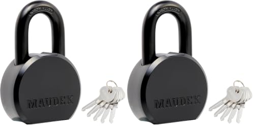 Image of Maudex PML65 Professional Grade Padlock - High Security with Boron Alloy Shackle, All-Weather Protection, 5 Brass Keys. for Storage Units, Gates & Commercial Security (Pack of 2)