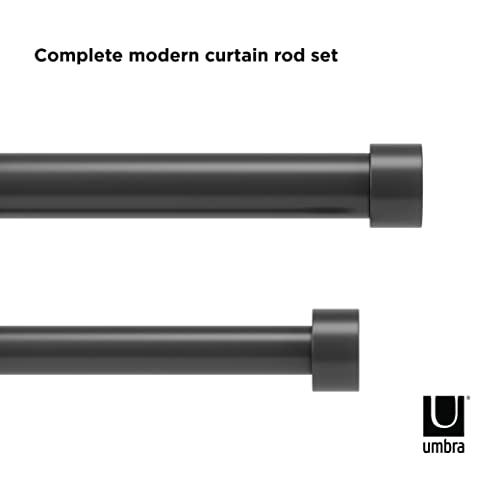 Umbra Cappa Double Curtain Rod, Includes 2 Matching Finials, Brackets & Hardware, 36 To 66-Inch, Brushed Black #TOP5