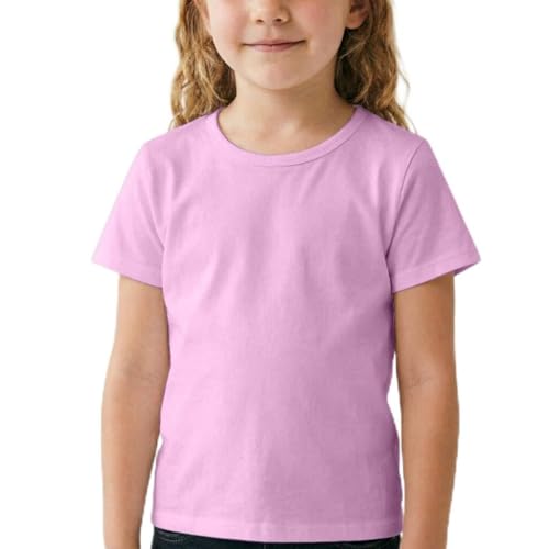 Image of Girls /Kids /Toddlers Crew Neck Cotton T-Shirts Short Sleeve Summer Basic Tops（Age 2-12Y）