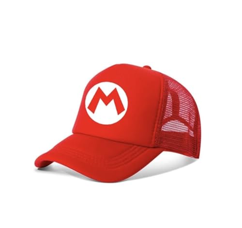Mesh Baseball Cap Snapback Little Kids Ages 4-7 Boys Girls Super Luigi Bros Mario Princess Peach Cartoon (M is for Mario)