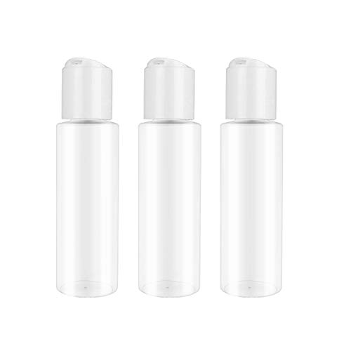TRENDBOX 3 Pack 1oz/30ml Plastic Empty Bottles with Disc Top Flip Cap Plastic Travel Bottle, Small Refillable Liquid Containers for Shampoo, Liquid Body Soap, Toner, Lotion, Cream, Hand Sanitizer