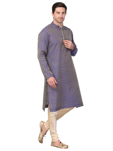 Image of Men's Cotton Jacquard Kurta and Churidar Set