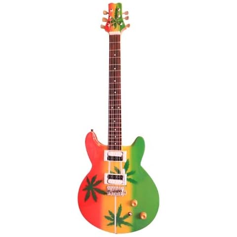 Shoponica Wooden Miniature Guitar Replica - Bob Marley 'Marijuana' Cover