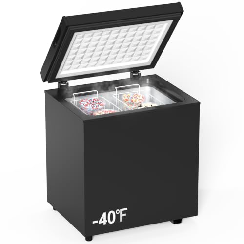 Image of Chest Freezer Low temperature quick freeze 14℉ to -40℉ Compact Freezer - 2 Removable Baskets Match Day Parties, Home Bar Game Day &Soccer Party (Black, 1.8 Cubic Feet)