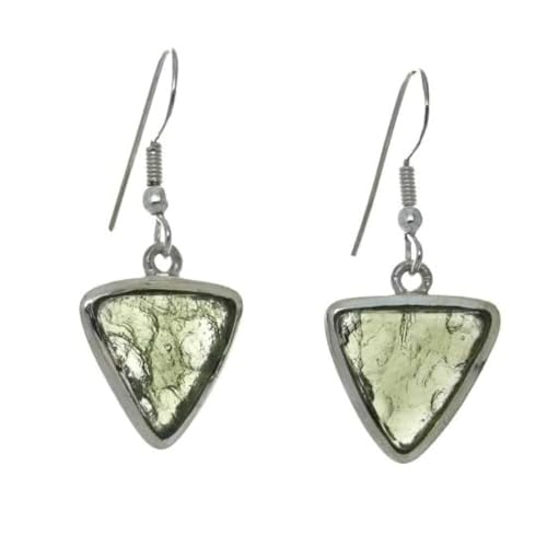 Natural Rough Moldavite Earring, 925 Sterling Silver, Healing Gemstone From Czech Republic, Handmade Dangle Earrings, Silver Jewelry, Gift For Her
