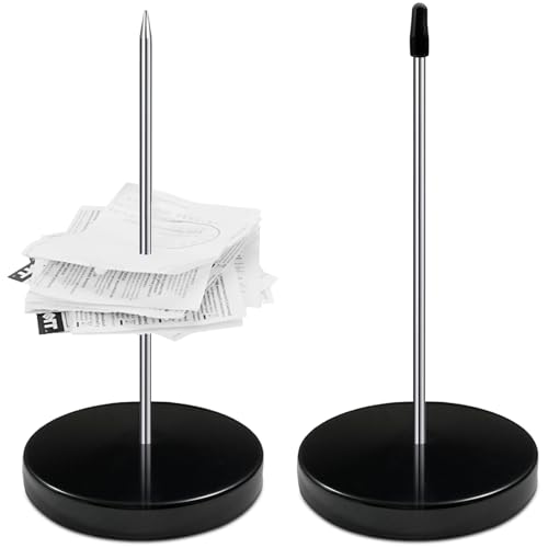 gaoduanluoluo 2 Pcs Pincho para Notas, Soporte de Factura de Cheque de Acero Inoxidable para Restaurantes Bares Hogares Oficinas (Negro)