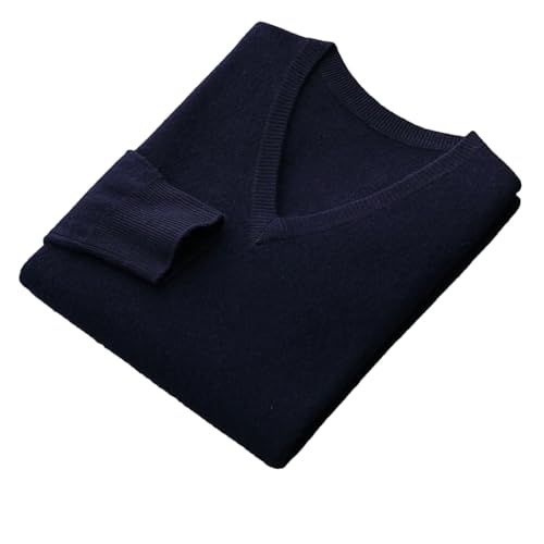 Men's Merino Wool Sweater Winter V-Neck Pullover Top Casual Loose Knitted Pullover Sweater