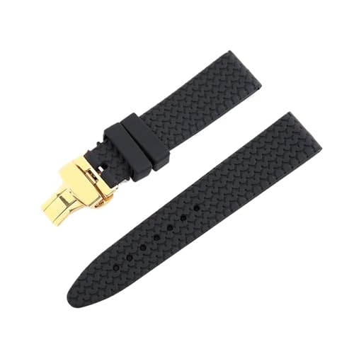 Bracelet en caoutchouc 21mm silicone de plongée noire compatible montre