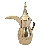 Sharvgun Brass Arabic Pot, Pitcher, Jug, Mug Golden Dallah Coffee Tea Pot Table-Wear Kitchen Drinking Décor Brass Pot Marked 9' inch