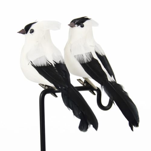 MUSISALY Pájaros Artificiales de Espuma 2 Piezas White para Decoración de Jardín y Fiestas al Aire Libre en Bodas y Eventos Obsequios