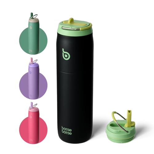 BOTTLE BOTTLE Stainless Steel Water Bottle with Straw Lid and Handle 32 oz Vacuum Insulated Cup for Sports Travel Gym Hiking, Leak-Proof Wide Mouth Water Bottles for Men,aurora green