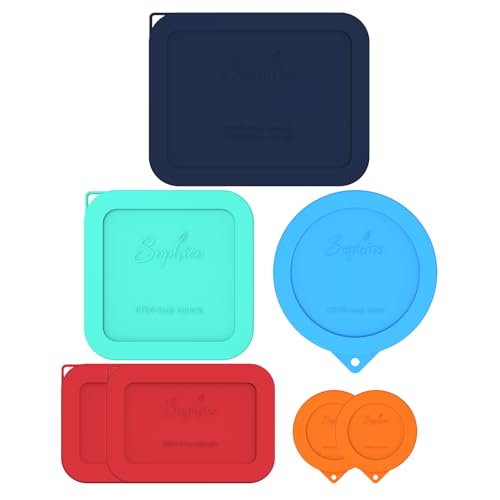 SOPHICO 7-Pack Silicone Lids for Pyrex Freshlock and SNAPWARE Glass Bowls