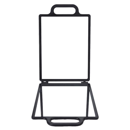 Angoily Grand Miroir Double Face Pliable en Verre Noir avec Double Poignée, Construction Robuste et Visibilité Claire, pour Coiffure et Voyage