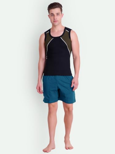 Image of T.T. Cotton Blend Shorts for Men | Regular Fit | Elasticated & Zipper | 2 Sided Pockets & 1 Back Pocket | Solid | Above Knee Length Bermuda Short | Ideal for Casual Outings