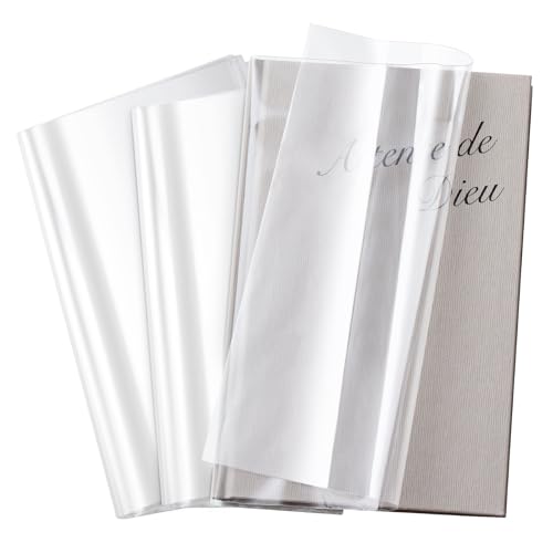 ReliThick 100 Pack Adjustable Transparent Book Covers 9.5 x 15 Inches Clear Plastic Waterproof Covers with Self Adhesive Closure Protector Against Dust Wear Paperback Sleeve for Books
