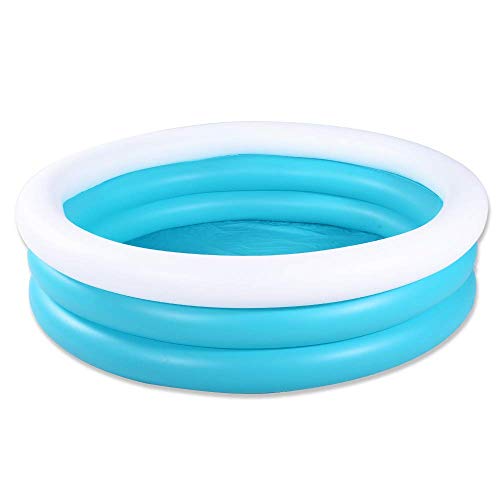 Inflatable Kiddie Pool, 60"x16" Thick Guardrail Swimming Pool for Kids, Blue & White Blow Up Pool for Kids Indoor Party Games, Wading Pool for Outdoor Backyard