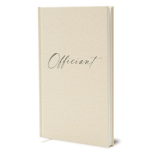 Wedding Officiant Book - Modern Cream Canvas Linen Printed Hardcover Notebook Journal Gift for Pastor Ministers Sermon Wedding Ceremony 32 Pages 140gsm Thick Lined Paper 5.25 x 8.25 (Design 9)