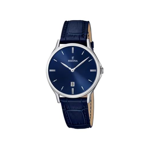 Montre FESTINA pour Homme F16745/3 Correa Clasico Boîtier en Acier Inoxydable Gris Bracelet en Cuir Bleu