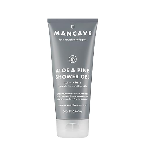 ManCave Shower Gel for Men - Aloe & Pine, 200ml - Vegan, Cruelty Free, Sulphate Free Formula - Effectively Cleanses and Moisturizes Sensitive Skin