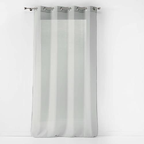 Douceur d'Intérieur Eyelet Curtain 140 x 240 cm Grey, W 55.1" x L 94.5" (1 Panels)