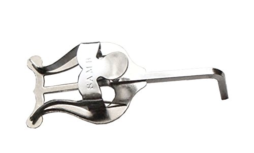 Atril trompeta curvado, corto, plateado, sin soporte