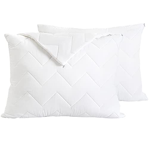 Waterguard Waterproof Pillow Protectors - Zippered Bug Proof, Quilted Thick Pillow Covers - 100% Cotton Shell Pillow Encasement - King Size (20X36) Set Of 2 #TOP7