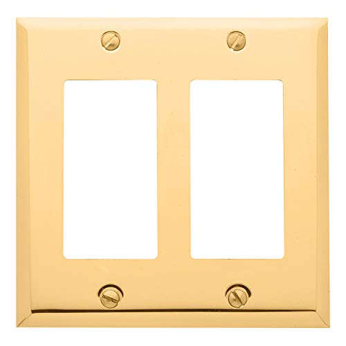 Baldwin Estate 4741.030.CD Square Beveled Edge Double GFCI Wall Plate in Polished Brass, 4.5