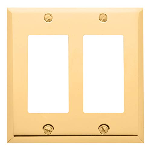 Baldwin Estate 4741.030.CD Square Beveled Edge Double GFCI Wall Plate in Polished Brass, 4.5" x 4.5"