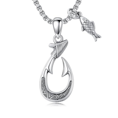 Collier avec crochet de poisson en argent Maui, bijou marin d'été