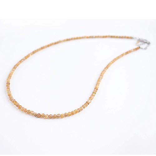 New Beginning Crystals Necklace - Natural Gold Sheen Moonstone Round Beads Dainty Choker Necklace Gift Jewelry For Women, June Birthstone, Healing Crystals, 925 Sterling Silver Chain 18 Inch #TOP4