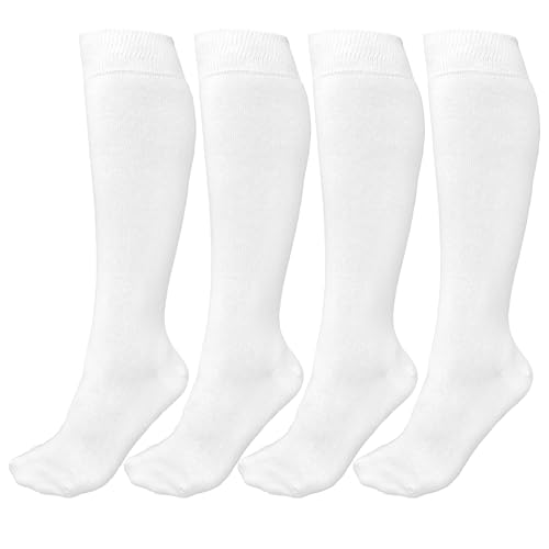 Knee High Socks for Women Comfort Seam Soft Combed Cotton Blend Long Dress Socks for Women Athletic Socks 4 Pairs