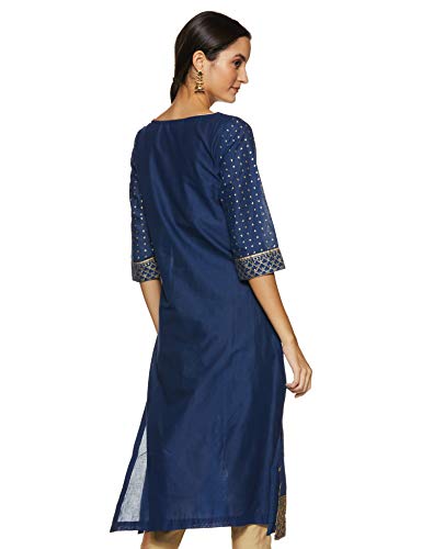 Image of BIBA Womens Mandarin Collar Printed Kurta