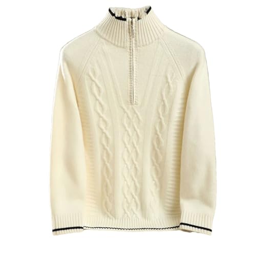 Disimlarl Men Wool Thick Sweater Mock Neck Half Zip Jumpers Pullover Twisted Long Sleeved Sweater