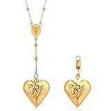 Lana Necklace - LDR Necklace 1: 1 Original, Stash Necklace With Spoon, Lana Jewelry Necklace Aesthetic Heart Necklace, Snake Necklace with Spoon Necklace Pendant, Gold Rosary Style Necklace, Ash Necklace (Gold)