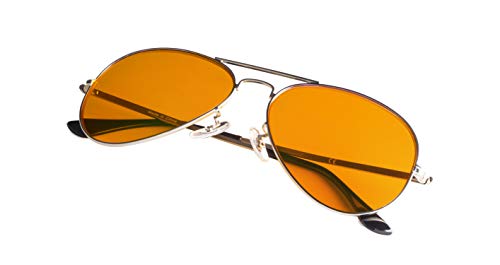 Anti-Blue Blocking Computer Glasses | Amber Orange Readers Block Blue Light | Better Night Sleep Men Women Silver Frame No Magnification