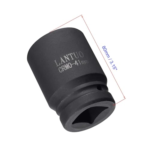 MACHSWON 1 Inch Drive - 41mm Deep Impact Socket with 6 Point Design, Heat-Treated Cr-V Steel 80mm Length, Metric Sizes - Image 2