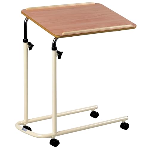Days Overbed Table with Wheels Height Adjustable and Lightweight Laminated 61 x 40 cm Flat Packed Surface for Bed or Chair Use Ideal for Meals Laptop Work and Elderly Care