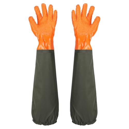 Guantes largos de goma, guantes industriales elásticos largos de látex, guantes protectores largos impermeables, guantes para acuario, guantes para estanque, guantes para chorro de arena, 70 cm