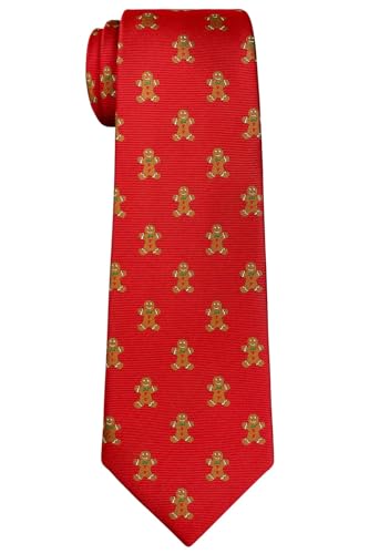 Retreez Christmas Gingerbread Man Woven Microfiber Boy's Tie - 8-10 years - Red