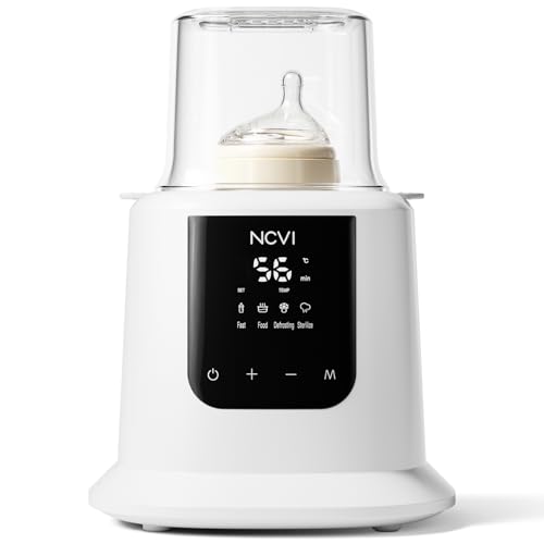 Flaschenwärmer Baby 8-in-1: Schnellwärmen in 3 Min (120ml auf 40°C) mit Dampfsterilisation & Auftauen, Überhitzungsschutz + Trockenschutz, für alle Flaschenarten (Beutel/Silikon/Glas), 24h Warmhaltefu