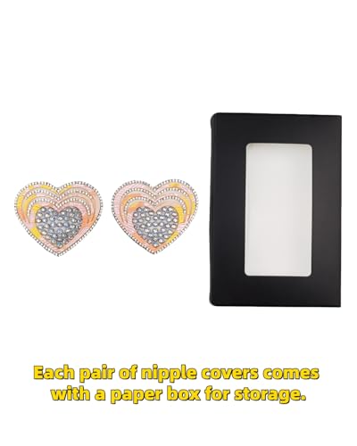 Image of ZGMYC Sparkly Rhinestones Metal Chain Nipple Cover with Tassel, Reusable Adhesive Pasties Sexy Bra Body Chain