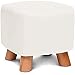 DASHADAO Podnóżki otomana solidny drewniany kwadratowy podnóżek, otomana krzesło stołek ze sztucznej skóry pokrowiec i 4 nogi sofa dom niski stołek dł. 28 x szer. 28 x wys. 25 cm (kolor: biały)