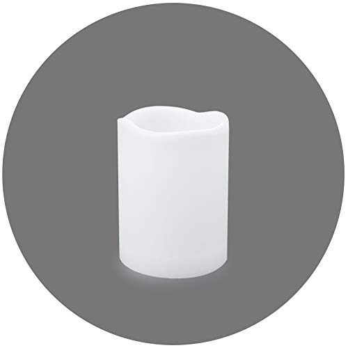 Image of Outdoor Waterproof Flameless Candle with Timer - Flickering White Plastic Battery Operated LED Lantern Light Bright Resin Electric Pillar for Outside Patio Garden Party Wedding Deco 3 inch(D)x4 inch(H)